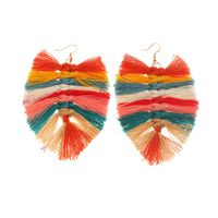 Bohemian Handmade Weaving Leaf Tassel Earrings main image 6