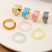 Retro Color Drip Irregular Enamel Resin Ring Wholesale main image 1