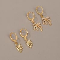 Simple Fashion Style Copper Coconut Tree Leaf Earrings main image 2