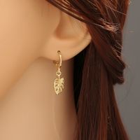 Simple Fashion Style Copper Coconut Tree Leaf Earrings main image 5