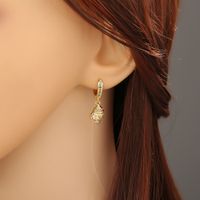 Fashion New Style Copper Color Zircon Moon Shell Wine Glass Earrings main image 4