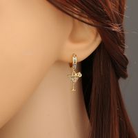 Fashion New Style Copper Color Zircon Moon Shell Wine Glass Earrings main image 5