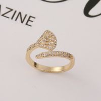 Fashion New Style Copper Drip Oil Zircon Open Mermaid Tail Ring main image 4