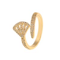 Fashion New Style Copper Drip Oil Zircon Open Mermaid Tail Ring main image 6