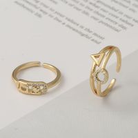 New Fashion Copper Heart Geometric Gold Open Ring main image 1