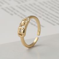 New Fashion Copper Heart Geometric Gold Open Ring main image 5