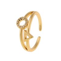 New Fashion Copper Heart Geometric Gold Open Ring main image 6