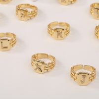 New Fashion Copper-plated 26 English Alphabet Open Ring main image 4