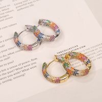 New Fashion Copper Micro-inlaid Color Full Zircon Earrings main image 3