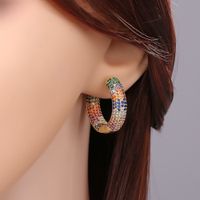 New Fashion Copper Micro-inlaid Color Full Zircon Earrings main image 4