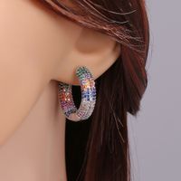 New Fashion Copper Micro-inlaid Color Full Zircon Earrings main image 5