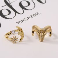 New Fashion Copper Micro-inlaid Zircon Moon Ring main image 1