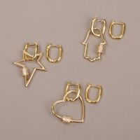 New Fashion Copper Heart-shaped Palm Five-pointed Star Earrings main image 2