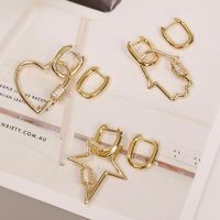 New Fashion Copper Heart-shaped Palm Five-pointed Star Earrings main image 3