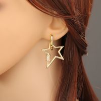 New Fashion Copper Heart-shaped Palm Five-pointed Star Earrings main image 4