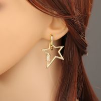 Pendientes De Estrella De Cinco Puntas Con Palma En Forma De Corazón De Cobre De Nueva Moda main image 4