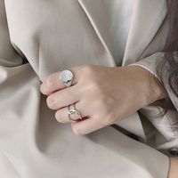 Korean S925 Sterling Silver Geometric Round Smooth Ring main image 3