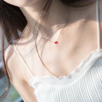 Fashion S925 Sterling Silver Red Heart Pendant Clavicle Chain main image 3