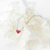Fashion S925 Sterling Silver Red Heart Pendant Clavicle Chain main image 4