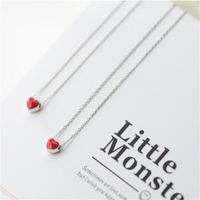 Fashion S925 Sterling Silver Red Heart Pendant Clavicle Chain main image 5