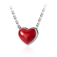 Chaîne De Clavicule Pendentif Coeur Rouge En Argent Sterling Fashion S925 main image 6