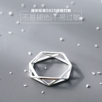 Korean S925 Sterling Silver Geometric Cross Ring main image 4