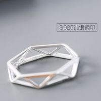 Korean S925 Sterling Silver Geometric Cross Ring main image 5