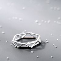 Korean S925 Sterling Silver Geometric Cross Ring main image 6