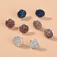 Korean Style Resin Simple Round Colorful Crystal Cluster Earrings Four-sets main image 4