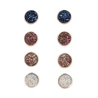 Korean Style Resin Simple Round Colorful Crystal Cluster Earrings Four-sets main image 6
