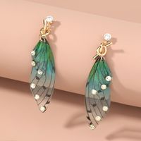 Simple Diamond Long Pearl Tassel Butterfly Earrings main image 3
