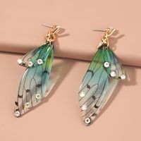 Simple Diamond Long Pearl Tassel Butterfly Earrings main image 4