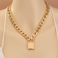 Punk Thick Chain Double Lock Pendant Multi-layer Necklace main image 4