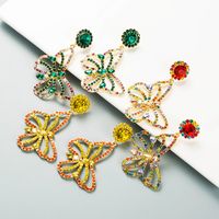 Fashion Color Rhinestone Butterfly Pendant Earrings main image 2