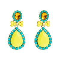 Fashion Alloy Inlaid Drop-shaped Color Rhinestone Pendant Earrings main image 6