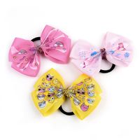 New Style Colorful Children's Ribbed Ribbon Bow Hair Tie Cute Hair Ring Set main image 3