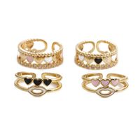 Fashion Copper Gold-plated Heart Dripping Oil Open Adjustable Ring main image 1