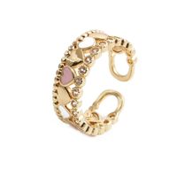 Fashion Copper Gold-plated Heart Dripping Oil Open Adjustable Ring main image 3