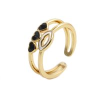 Fashion Copper Gold-plated Heart Dripping Oil Open Adjustable Ring main image 5