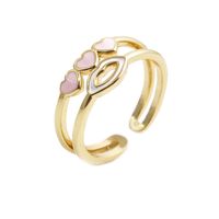Fashion Copper Gold-plated Heart Dripping Oil Open Adjustable Ring main image 6