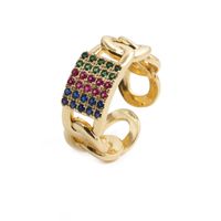 Fashion Copper Micro-inlaid Color Multi-rows Zircon Ring main image 2