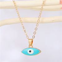Retro Style Two-head Pointed Alloy Color Devil Eye Pendant Necklace main image 5