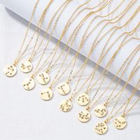 Wholesale Simple Twelve Constellation Letter Round Pendent Necklace main image 1