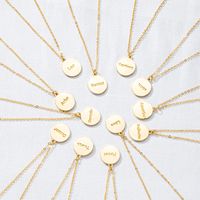 Wholesale Simple Twelve Constellation Letter Round Pendent Necklace main image 6