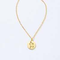 Wholesale Simple Twelve Constellation Letter Round Pendent Necklace main image 4
