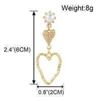 Retro Alloy Inlaid Pearl Diamond Heart-shaped Earrings main image 6