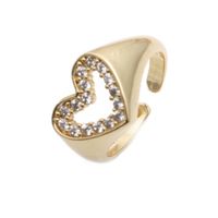 Fashion Copper Gold-plated Heart Dripping Oil Open Adjustable Ring sku image 1