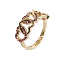Fashion Copper Gold-plated Heart Dripping Oil Open Adjustable Ring sku image 6