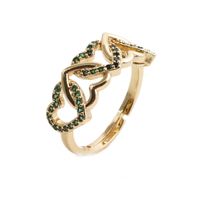 Fashion Copper Gold-plated Heart Dripping Oil Open Adjustable Ring sku image 7