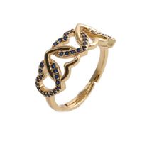 Fashion Copper Gold-plated Heart Dripping Oil Open Adjustable Ring sku image 8